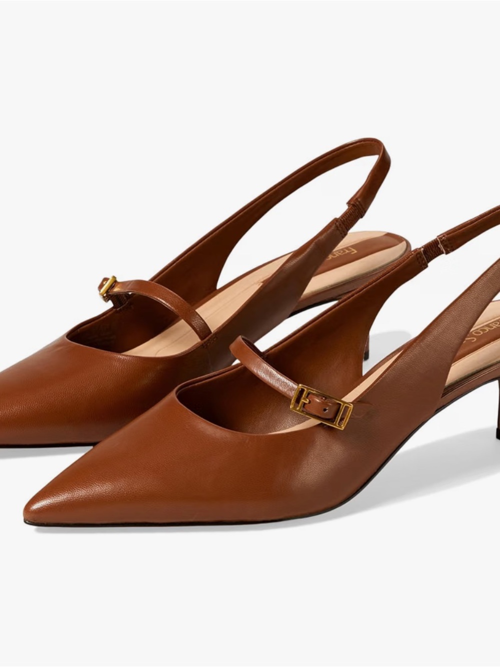 Franco Sarto Tan Pointed-Toe Slingback Pumps